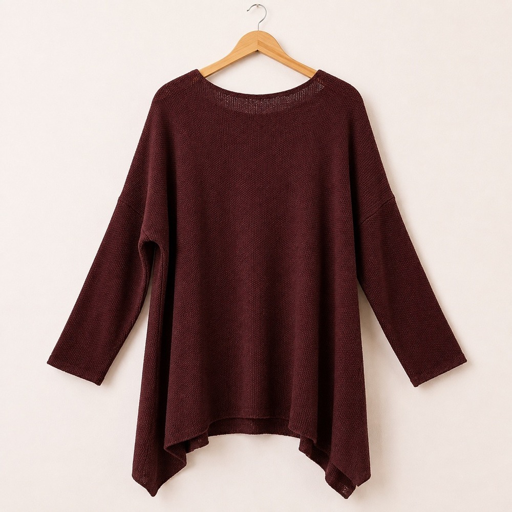 eskandar cashmere Oxblood Quiet Luxury Sweater Women 0/S Oversized Minimalist